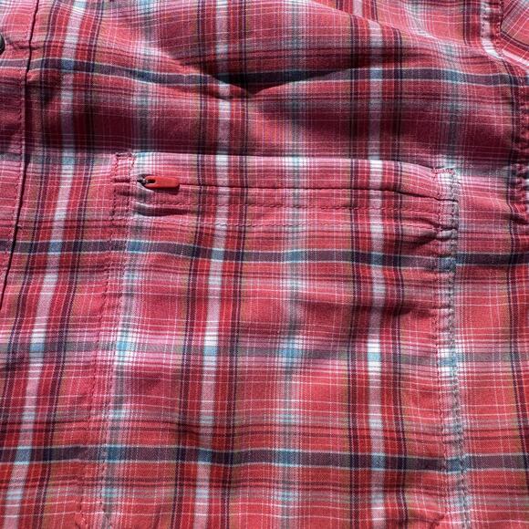 ExOfficio Keats Shirt Short Sleeves Button Up Plaid Spiced Coral Mens Medium NEW - Picture 8 of 10